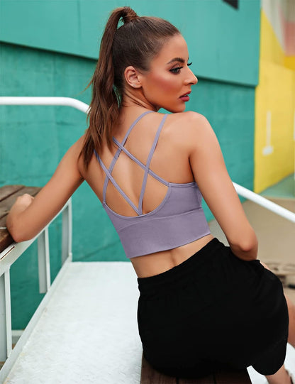 3-Pack Women's Strappy Sports Bra with Crisscross Design for Yoga, Running, and Athletic Workouts