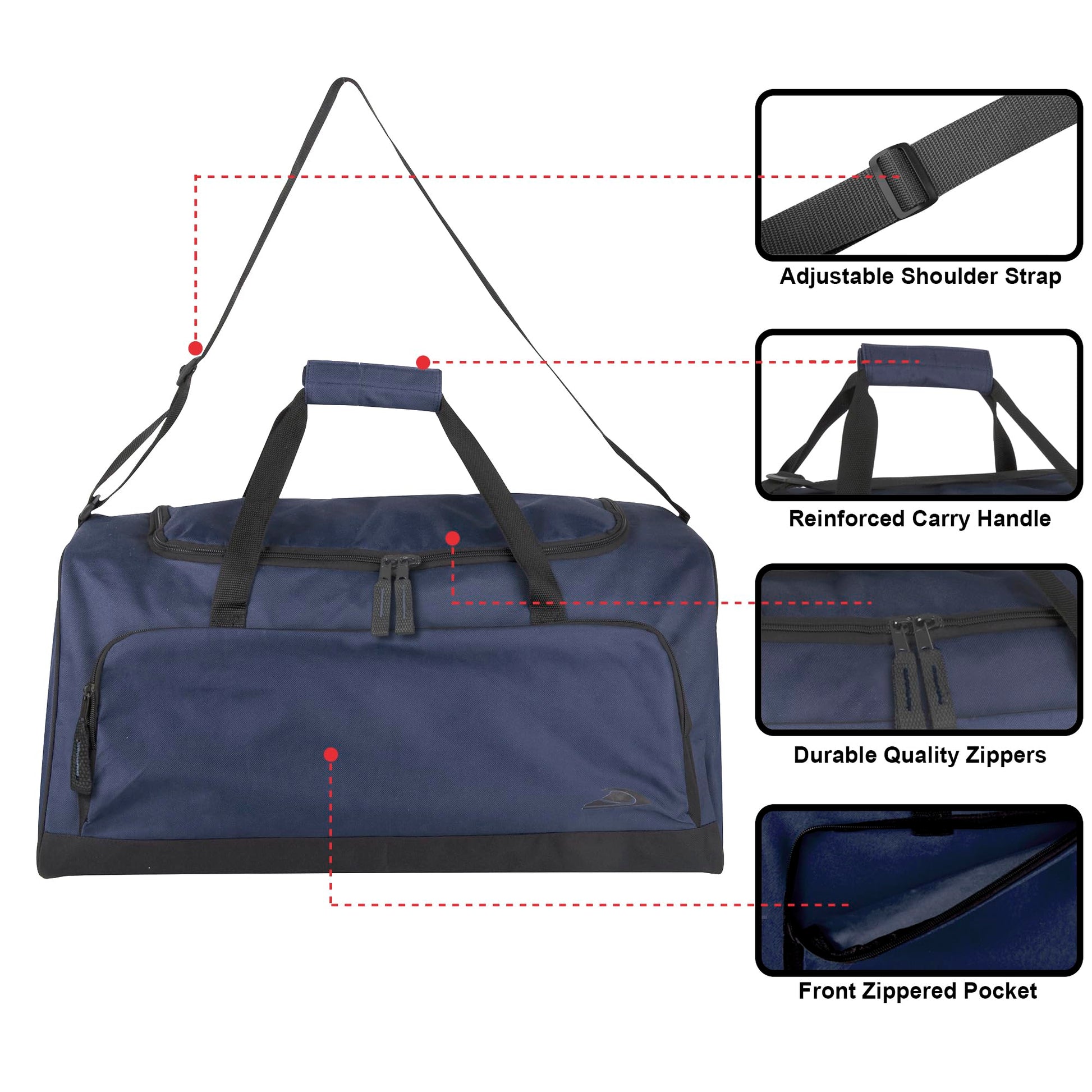 24-Inch 55-Liter Navy Blue Weekender Duffel Bag for Men, Women, and Teens - Ideal for Gym, Travel, Sports, and Recreation