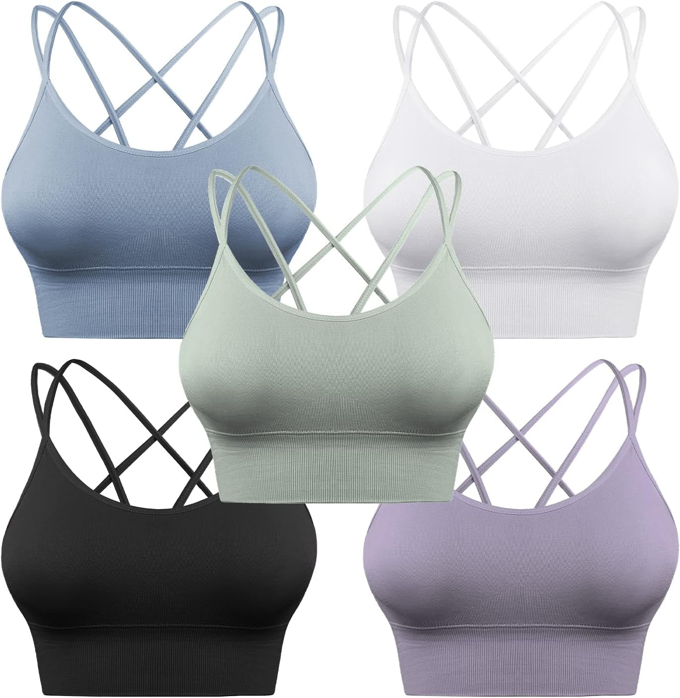 3-Pack Women's Strappy Sports Bra with Crisscross Design for Yoga, Running, and Athletic Workouts