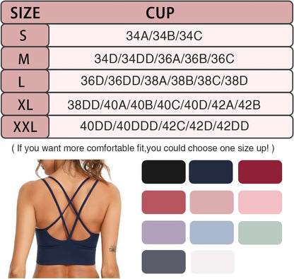 3-Pack Women's Strappy Sports Bra with Crisscross Design for Yoga, Running, and Athletic Workouts